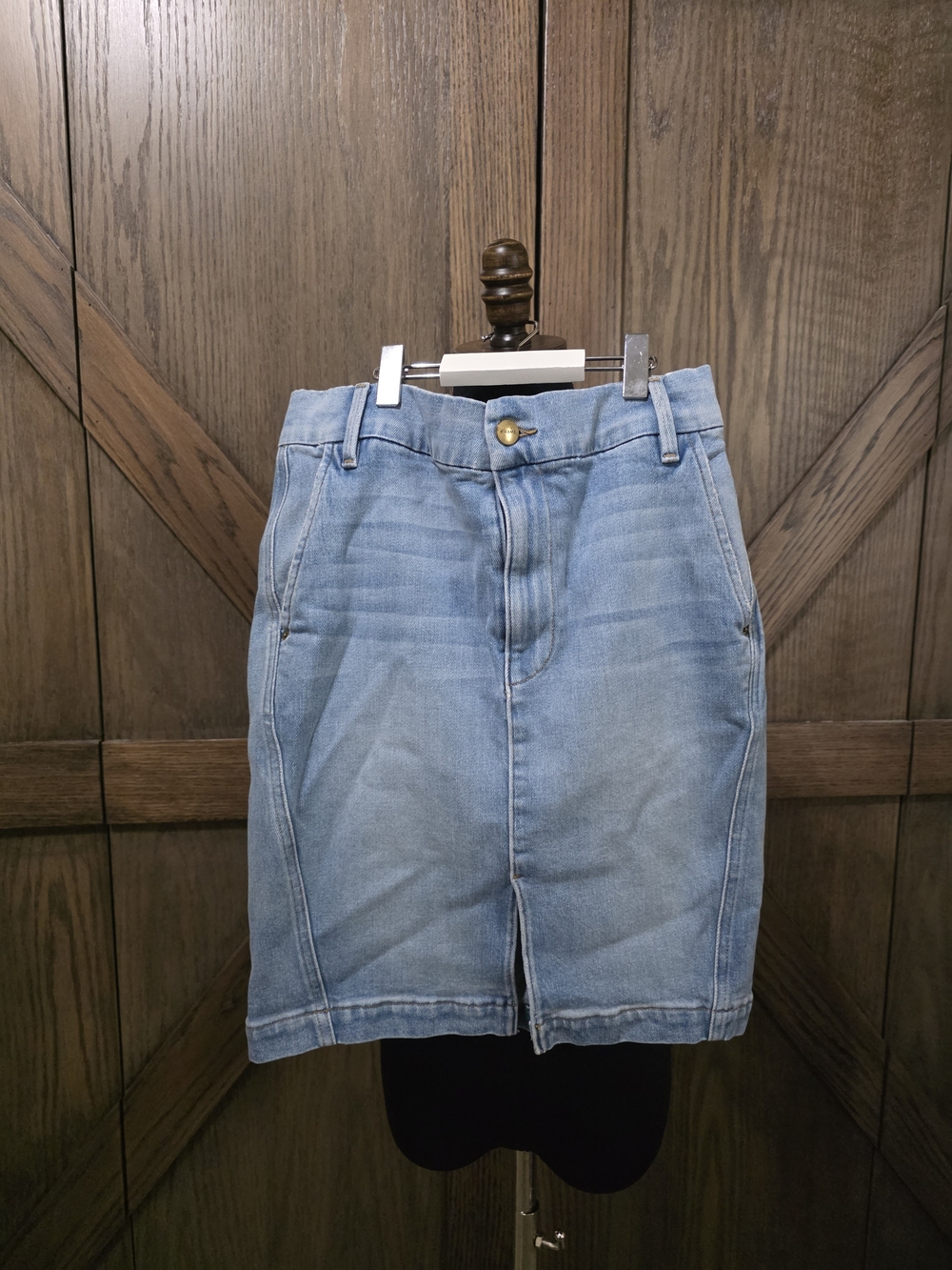 Frame Denim Light Blue High-Rise Denim Skirt